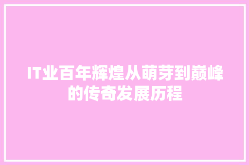 IT业百年辉煌从萌芽到巅峰的传奇发展历程