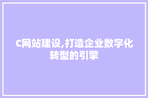 C网站建设,打造企业数字化转型的引擎