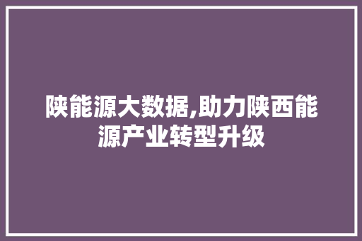 陕能源大数据,助力陕西能源产业转型升级