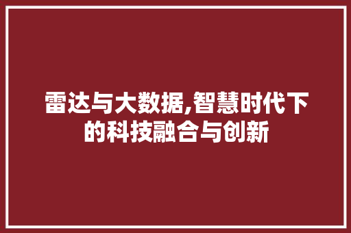 雷达与大数据,智慧时代下的科技融合与创新