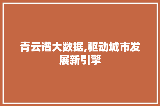 青云谱大数据,驱动城市发展新引擎