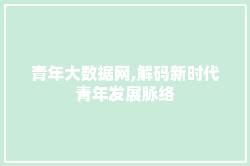 青年大数据网,解码新时代青年发展脉络