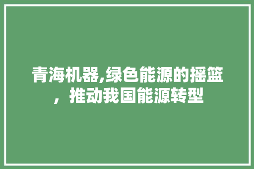 青海机器,绿色能源的摇篮，推动我国能源转型