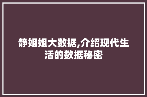 静姐姐大数据,介绍现代生活的数据秘密 英文谷歌算法