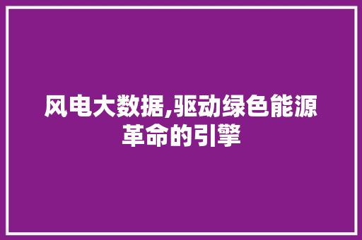 风电大数据,驱动绿色能源革命的引擎