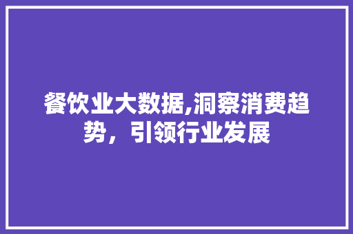 餐饮业大数据,洞察消费趋势，引领行业发展