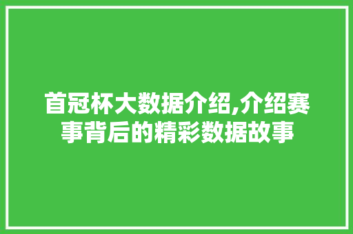 首冠杯大数据介绍,介绍赛事背后的精彩数据故事