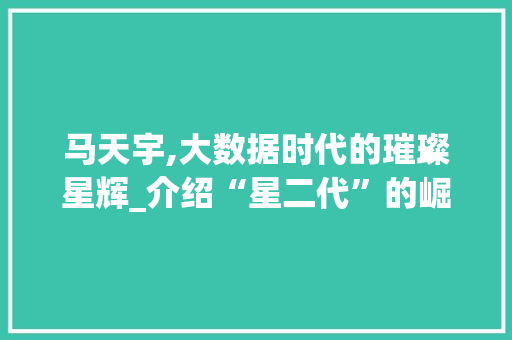 马天宇,大数据时代的璀璨星辉_介绍“星二代”的崛起之路