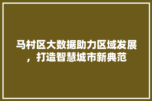马村区大数据助力区域发展，打造智慧城市新典范 搜狗优化