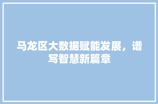 马龙区大数据赋能发展，谱写智慧新篇章 搜狗优化