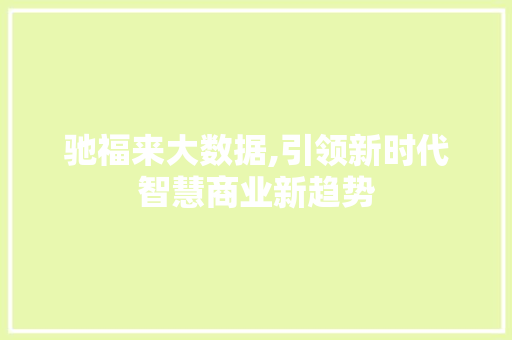 驰福来大数据,引领新时代智慧商业新趋势 英文谷歌算法
