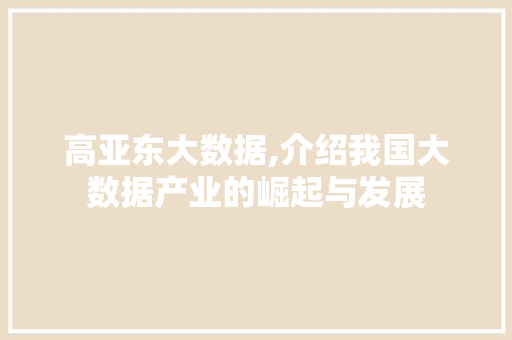 高亚东大数据,介绍我国大数据产业的崛起与发展