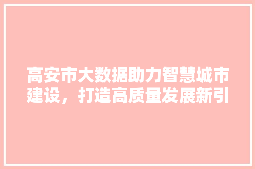 高安市大数据助力智慧城市建设，打造高质量发展新引擎 网站开发