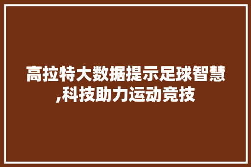 高拉特大数据提示足球智慧,科技助力运动竞技