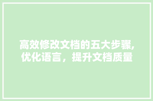 高效修改文档的五大步骤,优化语言，提升文档质量