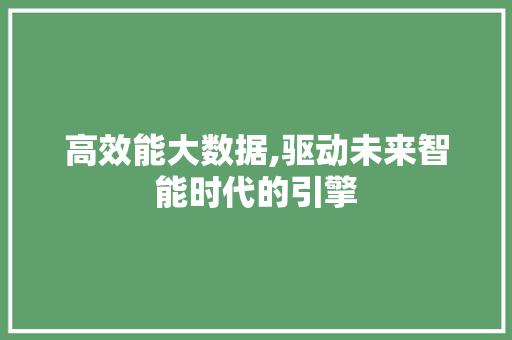 高效能大数据,驱动未来智能时代的引擎 网站开发