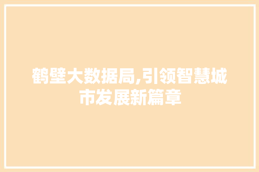 鹤壁大数据局,引领智慧城市发展新篇章