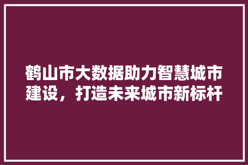 鹤山市大数据助力智慧城市建设，打造未来城市新标杆 搜狗优化