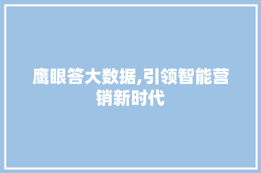 鹰眼答大数据,引领智能营销新时代 英文谷歌算法