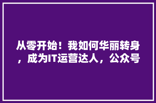 从零开始！我如何华丽转身，成为IT运营达人，公众号爆款文章来袭！