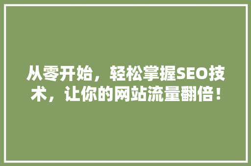 从零开始，轻松掌握SEO技术，让你的网站流量翻倍！