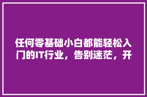 任何零基础小白都能轻松入门的IT行业，告别迷茫，开启你的职场新征程！