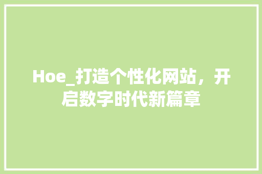 Hoe_打造个性化网站，开启数字时代新篇章
