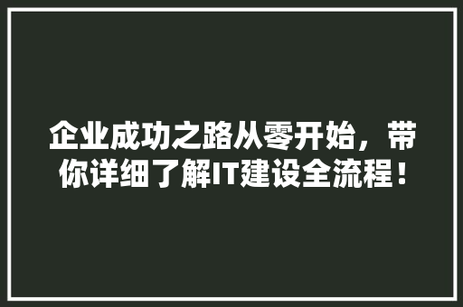 企业成功之路从零开始，带你详细了解IT建设全流程！