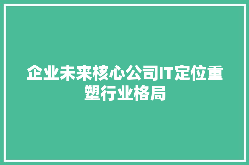 企业未来核心公司IT定位重塑行业格局 百度算法