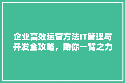 企业高效运营方法IT管理与开发全攻略，助你一臂之力！