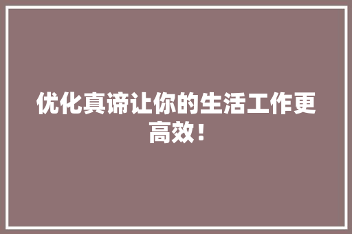 优化真谛让你的生活工作更高效！ 360搜优化