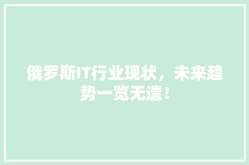 俄罗斯IT行业现状，未来趋势一览无遗！