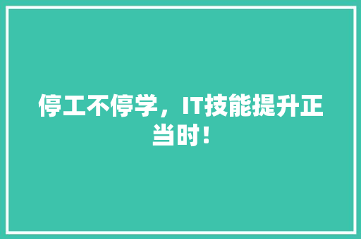 停工不停学，IT技能提升正当时！