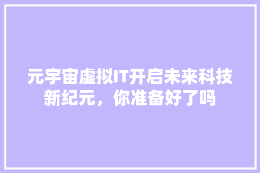 元宇宙虚拟IT开启未来科技新纪元，你准备好了吗