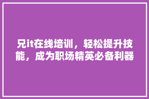 兄it在线培训，轻松提升技能，成为职场精英必备利器！