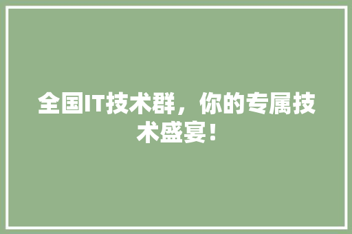 全国IT技术群，你的专属技术盛宴！