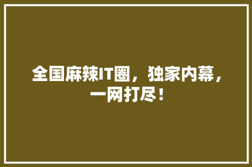 全国麻辣IT圈，独家内幕，一网打尽！
