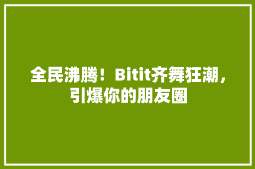 全民沸腾！Bitit齐舞狂潮，引爆你的朋友圈