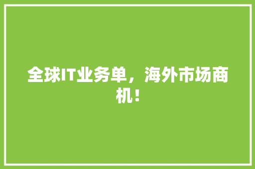 全球IT业务单，海外市场商机！