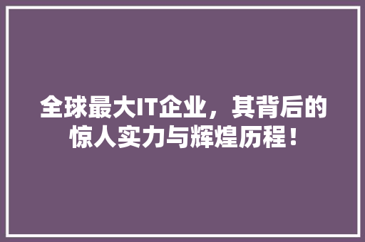全球最大IT企业，其背后的惊人实力与辉煌历程！ 网站开发