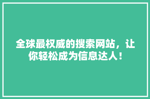全球最权威的搜索网站，让你轻松成为信息达人！