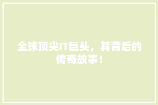全球顶尖IT巨头，其背后的传奇故事！