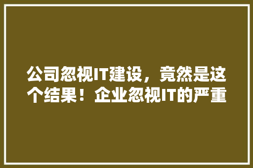 公司忽视IT建设，竟然是这个结果！企业忽视IT的严重后果！ seo技术