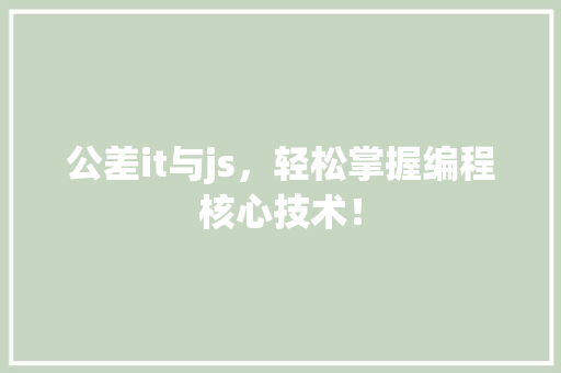 公差it与js，轻松掌握编程核心技术！
