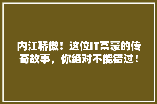 内江骄傲！这位IT富豪的传奇故事，你绝对不能错过！ 英文谷歌算法