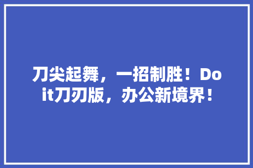 刀尖起舞，一招制胜！Doit刀刃版，办公新境界！