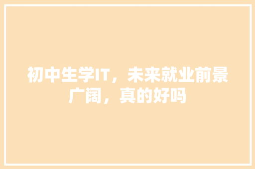 初中生学IT，未来就业前景广阔，真的好吗