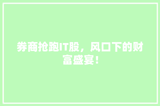 券商抢跑IT股，风口下的财富盛宴！