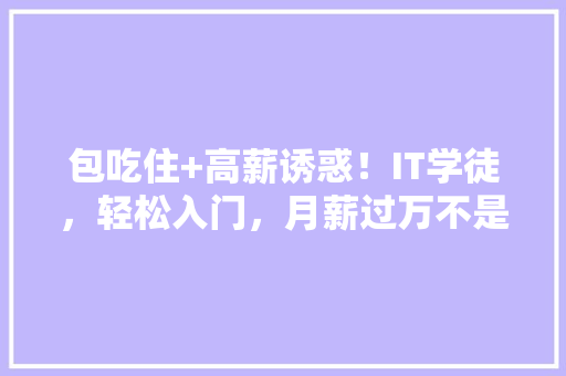 包吃住+高薪诱惑！IT学徒，轻松入门，月薪过万不是梦！