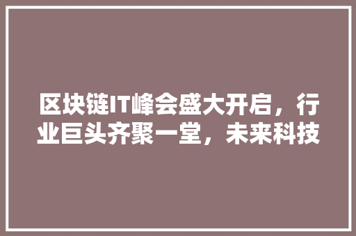 区块链IT峰会盛大开启，行业巨头齐聚一堂，未来科技新趋势！